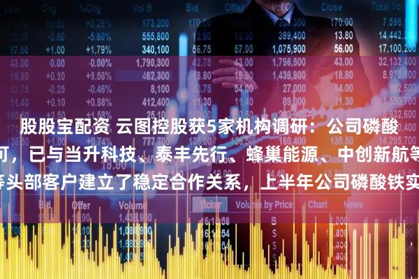 股股宝配资 云图控股获5家机构调研：公司磷酸铁产品获得客户高度认可，已与当升科技、泰丰先行、蜂巢能源、中创新航等头部客户建立了稳定合作关系，上半年公司磷酸铁实现满产满销（附调研问答）